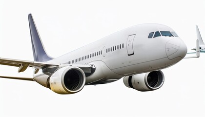 Obraz premium Modern passenger airliner during flight, isolated on white background, side view 