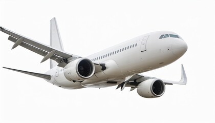 Modern passenger airliner during flight, isolated on white background, side view 