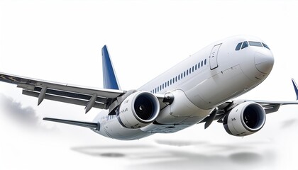 Obraz premium Modern passenger airliner during flight, isolated on white background, side view 