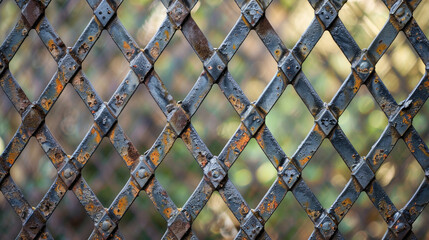 Fototapeta premium Close-up of Grille Metal Fence Pattern