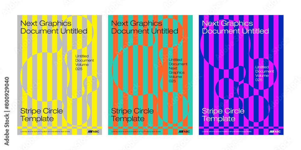 Poster poster design template set flyer stripe circle line vivid color print trendy abstract swiss layout s