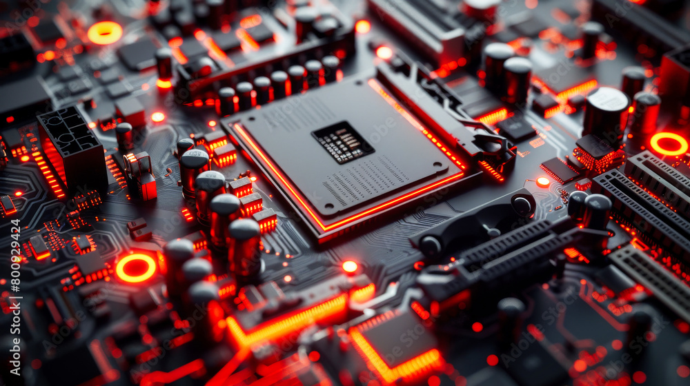 Poster a generic abstract high tech computer hardware closeup