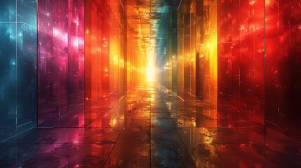 Dynamic Geometric Spectra of Futuristic Dimensions，A Lively Universe of Color Blocks in Transformation, Fusion, and Rebirth under Pulsating Lights ，Visionary Passage into Future Dimensions