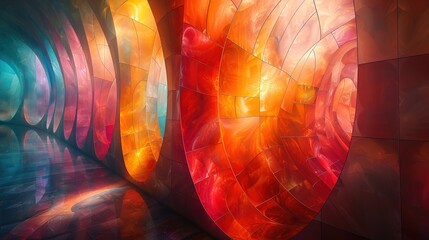 Dynamic Geometric Spectra of Futuristic Dimensions，A Lively Universe of Color Blocks in Transformation, Fusion, and Rebirth under Pulsating Lights ，Visionary Passage into Future Dimensions