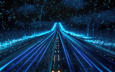 Traversing the Digital Roads Glow, Navigating the Blue Light Trail, Electric Pathfinders