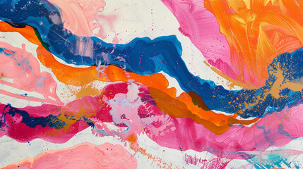 Lively bands of hot pink, cobalt, and tangerine creating a mesmerizing scene on white.