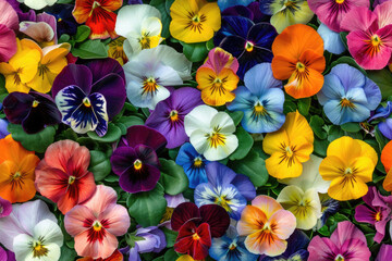 Fototapeta premium Seamless Pattern of spring pansies flowers