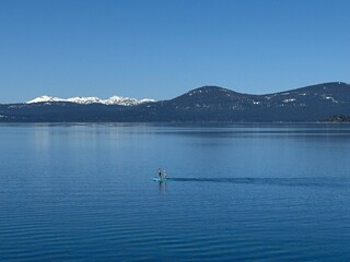 Paddling in the serene lake 