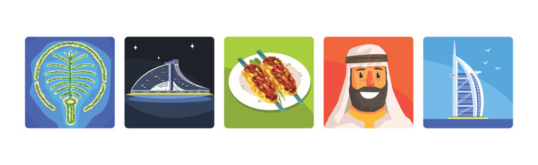 UAE Country Symbol and Attribute Picture Vector Set