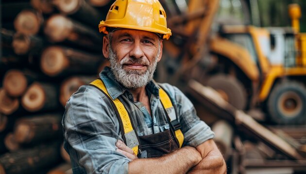Skilled sawmill worker  depiction of dedication and professionalism amidst industrial setting