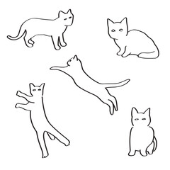 cat line illust simple drawing