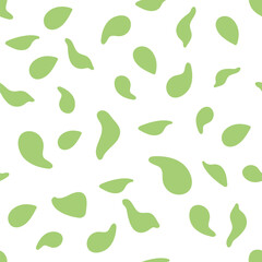 Seamless pattern Green leaves White background Spring bloom Simple ornament template banner poster textile fabric Vector illustration