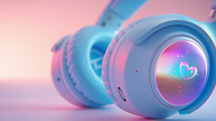 Heart themed headphones symbolize listening to one s heart, set against neutral backdrop