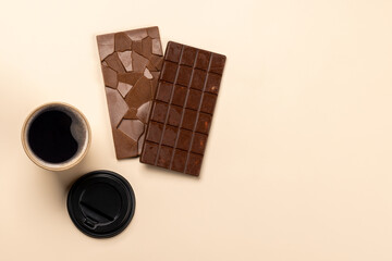 Coffee break bliss: Chocolate bars paired with a cup of coffee