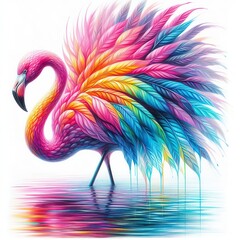 Naklejka premium a rainbow flamingo watercolor artwork