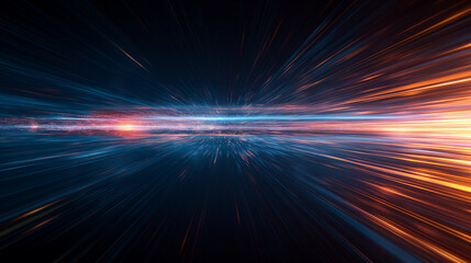 Abstract background of long explosure tale light on black ,Technology backgroud.