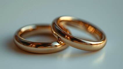 Symbol of Everlasting Love: Golden Wedding Rings Sparkling on White Background