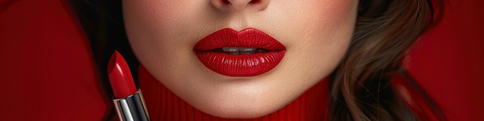 Obraz premium Panorama photo of a woman lips