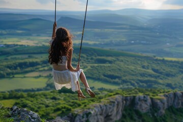 Obraz premium Beauty swings on the cliff again