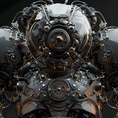 Intricate Steampunk Inspired Mechanical Device with Visible Gears and Mechanisms in Moody Digital 3D Render