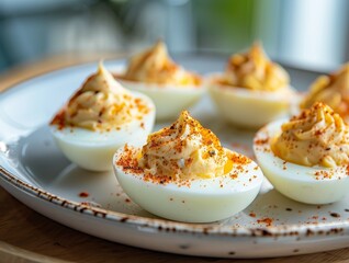 Deviled Eggs Egg Hors D'oeuvre Close-Up Food Dining Blurred Background Image
