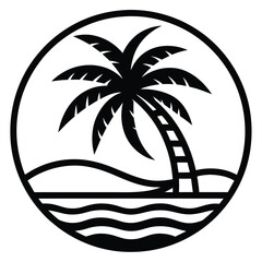 palm tree logo. sea beach logo design. nature logo design. sea logo design with a plum tree. coconut tree design