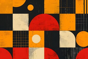 Vibrant Geometric Abstract Art with Bold Black and Yellow Shapes