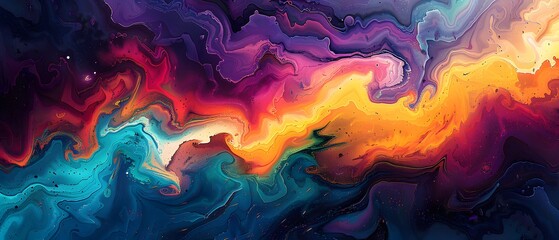 Fluid Abstract Art with Colorful Wavy Patterns