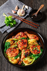 roasted asian glazed chicken thighs with bok choy
