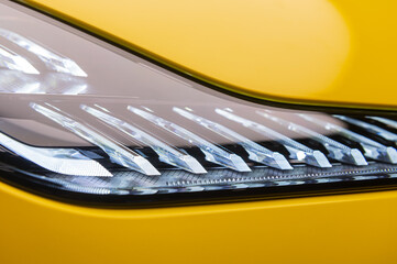 Close up view of modern car LED headlight	