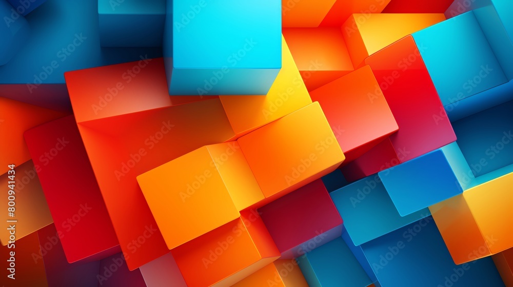 Poster colorful representation of overlapping basic shapes with high saturation creating a lively and dynam