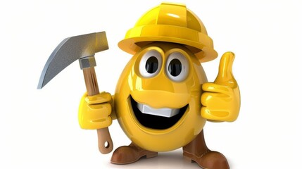 A 3D rendering of a yellow construction worker giving a thumbs up.