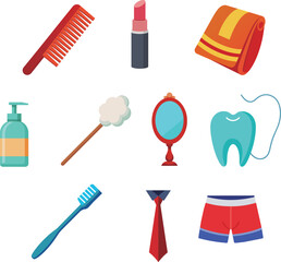 Vector illustration of a set of icons related to beauty and hygiene.
