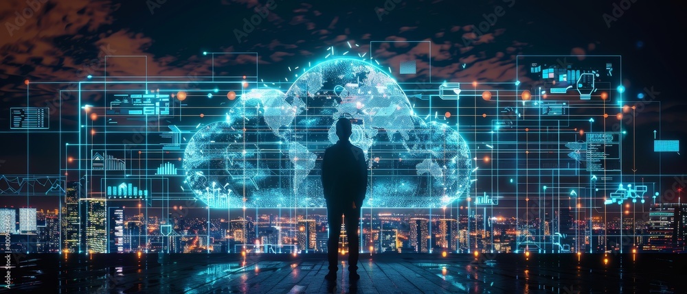 Aufkleber cloud technology drives innovation in labs, where scientists engage with data projections in a sleek