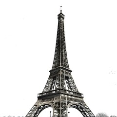 Eiffel tower paris france watercolor hand drawn illustration isolated on white background
