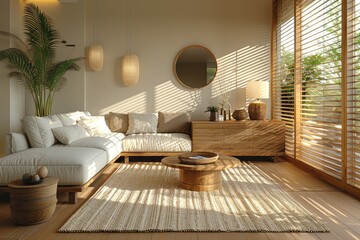 Modern minimalism style living room with a touch of Japanese simplicity