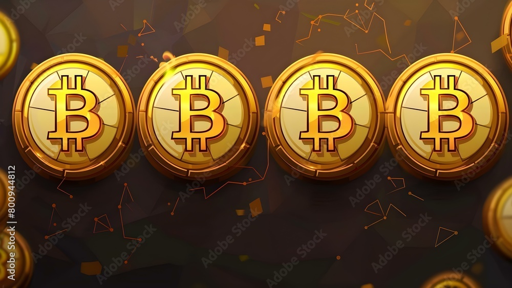 Poster bitcoin mining digital technology background wallpaper with blockchain and cryptocurrency concept . 