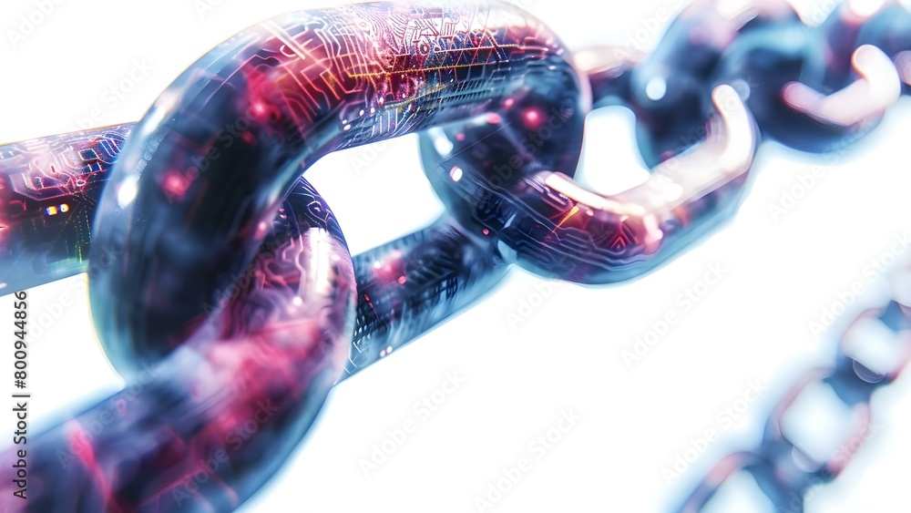 Poster modern depiction of decentralized blockchain system . concept blockchain technology, decentralizatio
