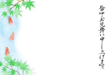 金魚の涼やかな挨拶状横向き