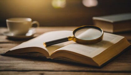 open book with magnifying glass