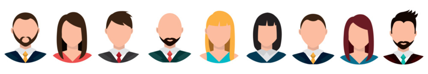 Obraz premium Avatar icon. Profile icons set. Male and female avatars. Vector illustration
