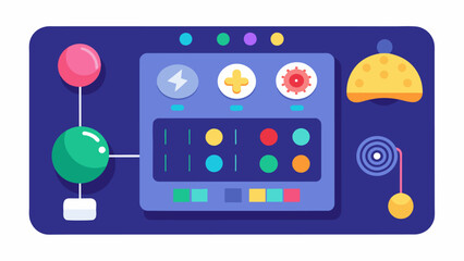 A sensory communication board equipped with buttons and lights that allow nonverbal neurodivergent individuals to communicate through tactile and. Vector illustration