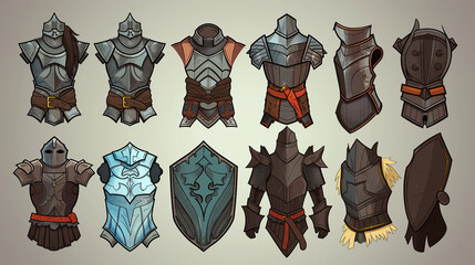 Assortment of stylized fantasy armor designs