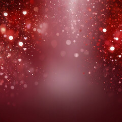 Red blurred abstract shiny valentines day background with bokeh effect, festive pink glitter sparkles