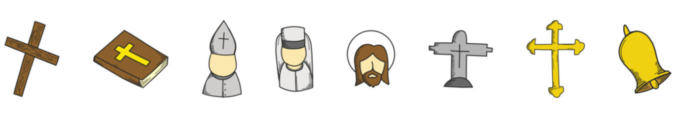 christian icons set. Christian sign and symbol collection. Vector illustration.