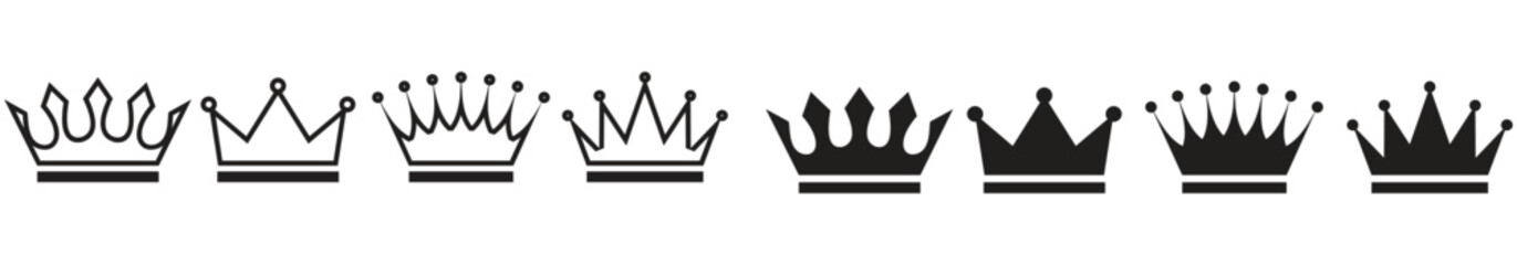 Crown icon set. Crown sign collection. Vector illustration