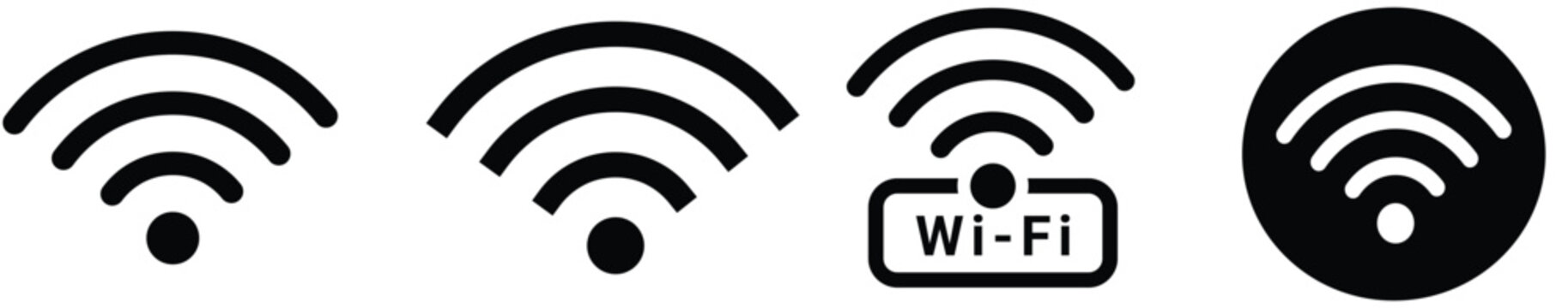 Different black wifi icon set. Wireless internet Sign isolated on white background. Vector wi-fi sign