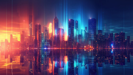 Abstract Modern Megacity Futuristic Background