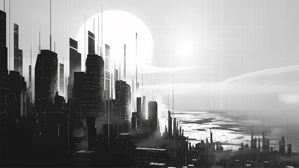 Abstract Modern Megacity Futuristic Background