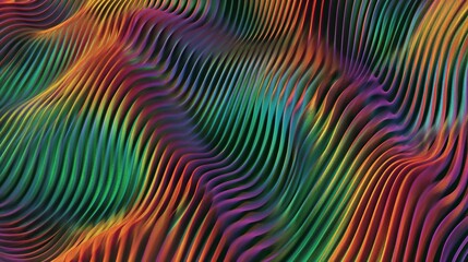 Vibrant Particle Wave Flow in Green and Orange